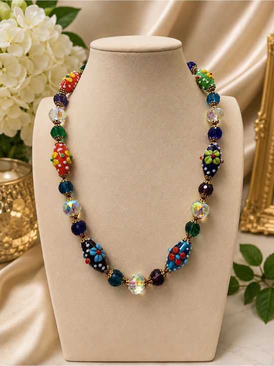 Aprilsplace Jewelry - #1 FLASH  Hand-Knotted Aprilsplace Original Flower  Lampwork Glass Necklace